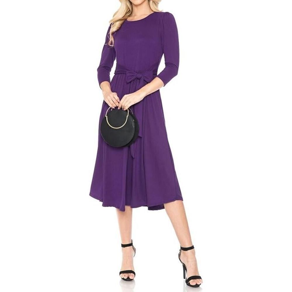 ELOQUII Dress Plus Size 16 Purple Waist Tie